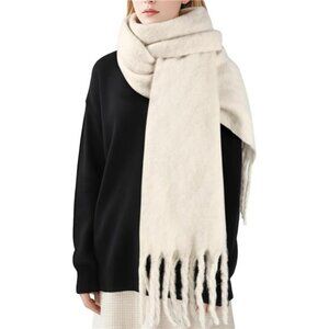 Womens mohair winter scarf soft warm cashmere feel shawl wrap with tassels